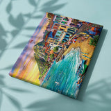 Schilderen op nummer Gekleurde Huisjes aan Zee