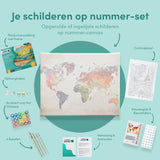 Schilderen op nummer Gekleurde Wereldkaart