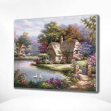 Schilderen op nummer Huis in Bos met Zwanen