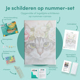 Schilderen op nummer Kat met Bloemen