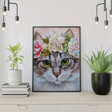 Schilderen op nummer Kat met Bloemen