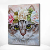 Schilderen op nummer Kat met Bloemen