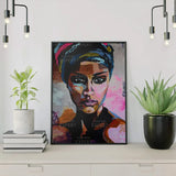 Schilderen op nummer Kleurrijke Vrouw Roze