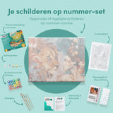 Schilderen op nummer Leeuw met Bloemen en Vrouw