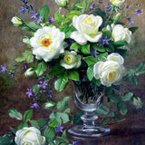 Schilderen op nummer Paarse en Witte Bloemen