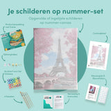 Schilderen op nummer Parijs met Roze Bomen