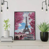 Schilderen op nummer Parijs met Roze Bomen
