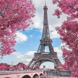 Schilderen op nummer Parijs met Roze Bomen