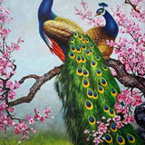 Schilderen op nummer Pauwen met Roze Bloemen