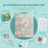 Schilderen op nummer Roze Bloemen in een Vaas