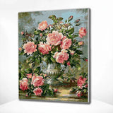 Schilderen op nummer Roze Bloemen in een Vaas