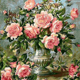 Schilderen op nummer Roze Bloemen in een Vaas