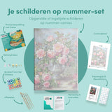 Schilderen op nummer Roze Bloemen met Zilveren Vaas
