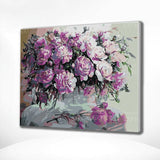 Schilderen op nummer Roze Bloemen op Tafel