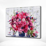 Schilderen op nummer Roze Bloemetjes met Koffiekopjes