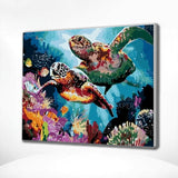 Schilderen op nummer Schildpadden met Vissen in de Zee