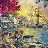Schilderen op nummer Schip bij Stadje in de Zee