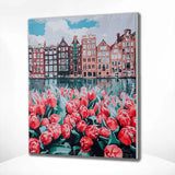 Schilderen op nummer Stad met Bloemen