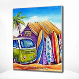 Schilderen op nummer Strand met Busje