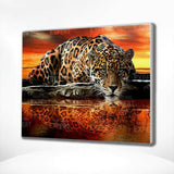 Schilderen op nummer Tijger Zonsondergang