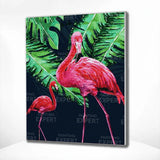 Schilderen op nummer Twee Flamingo's