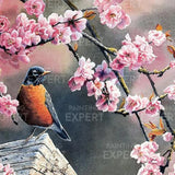 Schilderen op nummer Vogel met Roze Bloemen