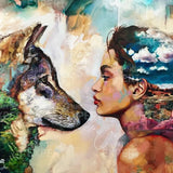 Schilderen op nummer Vrouw en Wolf