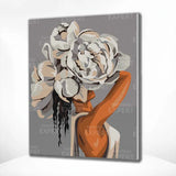 Schilderen op nummer Vrouw met Witte Bloem