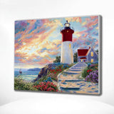 Schilderen op nummer Vuurtoren Zonsondergang