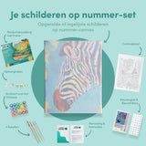 Schilderen op nummer Zebra met Blauwe Achtergrond
