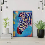 Schilderen op nummer Zebra met Blauwe Achtergrond