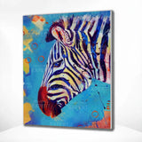 Schilderen op nummer Zebra met Blauwe Achtergrond