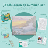 Schilderen op nummer Zee met Zonsondergang