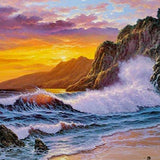 Schilderen op nummer Zee met Zonsondergang