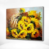 Schilderen op nummer Zonnebloemen in Mandje
