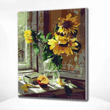 Schilderen op nummer Zonnebloemen met Appel