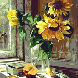 Schilderen op nummer Zonnebloemen met Appel