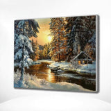 Schilderen op nummer Zonsondergang Bos