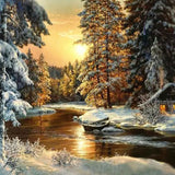 Schilderen op nummer Zonsondergang Bos