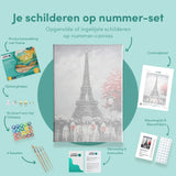 Schilderen op nummer Zwart Wit Parijs met Bloemen