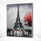 Schilderen op nummer Zwart Wit Parijs met Bloemen