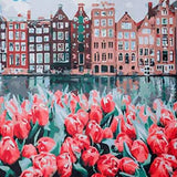 Schilderen op nummer Stad met Bloemen