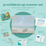 Schilderen op nummer Strand met Bootje en Zee