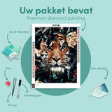 Diamond Painting Tijger met Bloemen