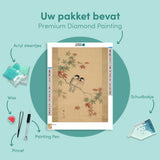 Diamond Painting Twee vogeltjes tussen esdoornbladeren (herfst) Japan