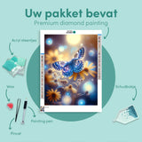Diamond Painting Vlinder met Bloem