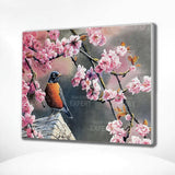 Schilderen op nummer Vogel met Roze Bloemen