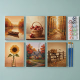 Zachte vroege herfst - Schilderen op Nummer Mini Set van 6
