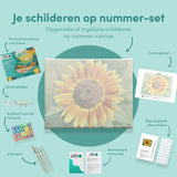 Schilderen op nummer Zonnebloem Geel Oranje