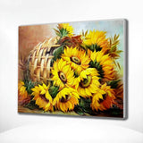 Schilderen op nummer Zonnebloemen in Mandje
